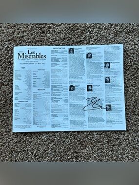 Les Miserables Radio City signed program Alfie Boe